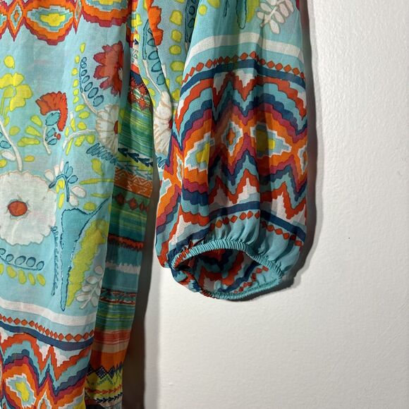 Anthropologie Fig and Flower Semi Sheer Floral Aztec Lace Blouse 1X Blouse/top - Picture 3 of 13